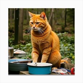 Asm An Orange Cat Cooks A Fish In The Nature 77f7bee0 Ce9a 4d86 8ceb 4f026dd57f80 Canvas Print