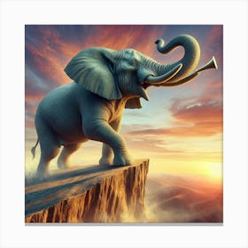 Elephant On The Cliff 1 Canvas Print