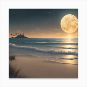 Full Moon On The Beach Canvas Print