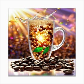 Coffee Mug With Coffee Beans Canvas Print