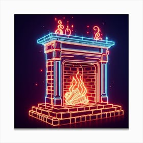 Neon Fireplace 2 Canvas Print