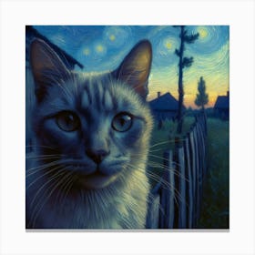 Starry Night Cat 5 Canvas Print
