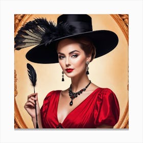 Victorian Woman In A Hat 5 Canvas Print