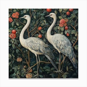 Cranes In The Orchard Art Canvas Print