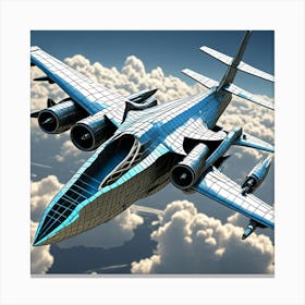 Futuristic Transport Plane Cubism Style Canvas Print