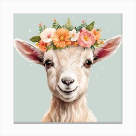Floral Baby Goat Nursery Illustration (21) Canvas Print