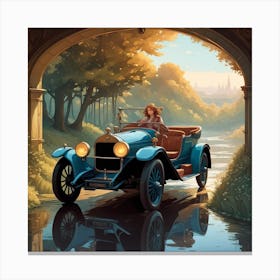 Girl In A Car 1 Canvas Print