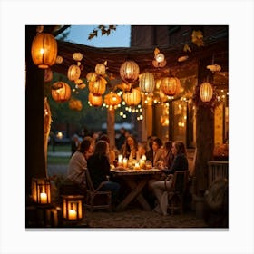 A Lively Autumn Festival Drenched In Rustic Charm Cascading Lanterns Of Burnished Gold And Amber (6) Canvas Print