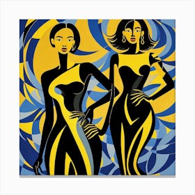 Two Women In Yellow And Blue 1 Canvas Print