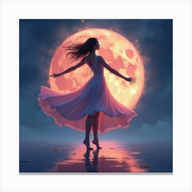 Beautiful Dancer Surrounded By Watercolor Twilight Glow 1 Canvas Print