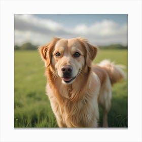 Golden Retriever Standing In A Field 1 Canvas Print