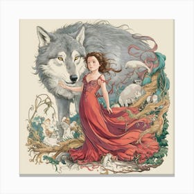 Wolf And The Girl Canvas Print