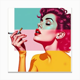 Woman Smoking A Cigarette Canvas Print