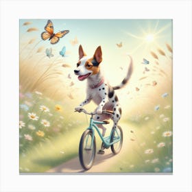 Dachshund On A Bicycle art Canvas Print