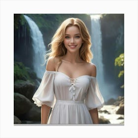 Beautiful Girl In White Dress Canvas Print