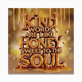 Sweet Words 3d Render Of Honey Dripped Typography With Whimsical Bees (3) Canvas Print