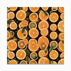 Orange Slices On A Black Background Canvas Print