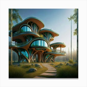 Huge colorful futuristic house design with vibrant details 7 Canvas Print