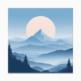 Misty mountains background in blue tone 98 Canvas Print