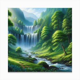 Waterfall In The Forest 20 Canvas Print