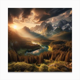 Sunrise In The Mountains 1 Canvas Print