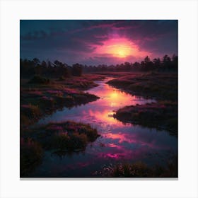 Sunset Over A Stream 1 Canvas Print