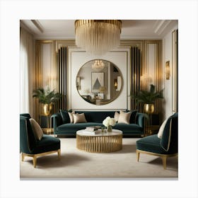 Gold And Green Living Room Canvas Print