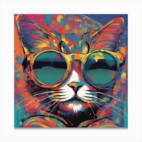 Cat, New Poster For Ray Ban Speed, In The Style Of Psychedelic Figuration, Eiko Ojala, Ian Davenport (3) 1 Canvas Print