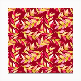 Yellow Red On Red Leaves Curved Canvas Print