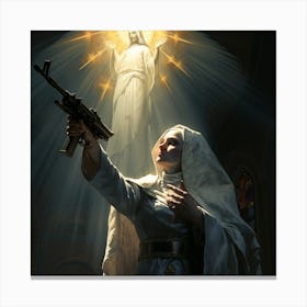 Nun with a gun Canvas Print