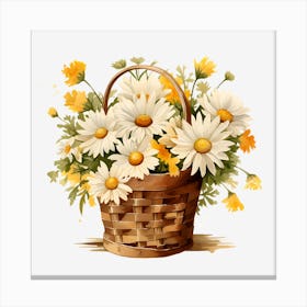 Basket Of Daisies Canvas Print