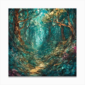 Stained Glass Forest Canvas Print