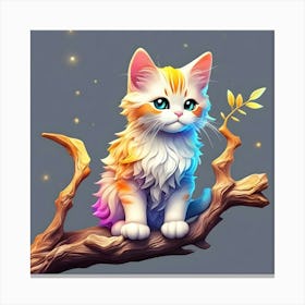 Cute Cat On A Branch 1 Canvas Print