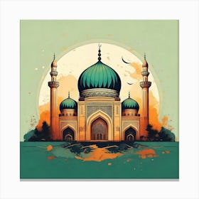 Firefly Mosque, Illustration, Wallpaper, Islamic, Logo, Architecture, Minaret, Dome, Prayer, Religio (9) Canvas Print