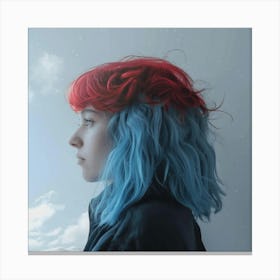 Girl With Blue And Red Hair Canvas Print
