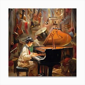 Woman Playing The Piano Canvas Print