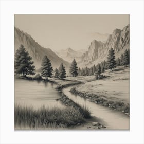 Landscape In Black And White Canvas Print