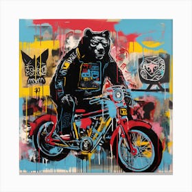 Bear On A Motorcycle 1 Canvas Print