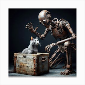 Robot And Cat 1 Canvas Print