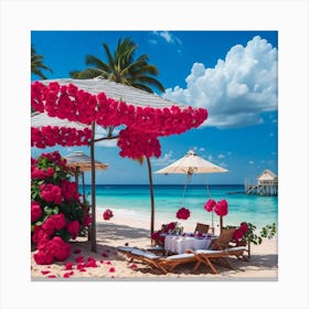 Roses On The Beach Canvas Print