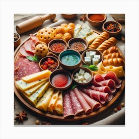 Platter Of Cheese And Meats 1 Canvas Print