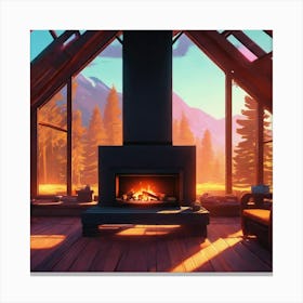 Fireplace In The Living Room Canvas Print