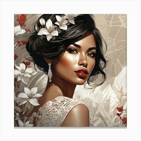 Woman With Flowers 2 Canvas Print