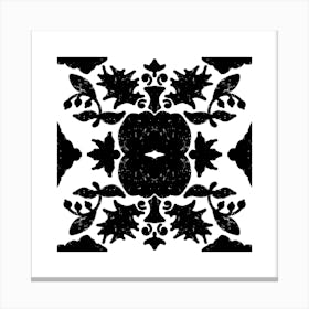 Black And White Floral Pattern 16 Canvas Print