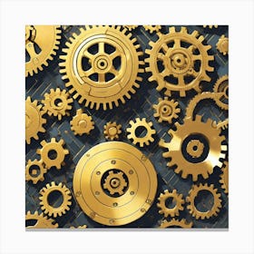 Gold Gears Background 5 Canvas Print