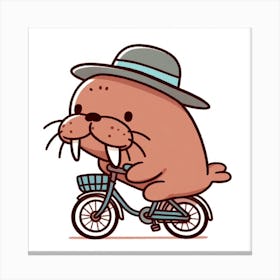 Walrus On A Bicycle 3 Canvas Print