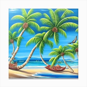 Palm Trees On The Beach 12 Canvas Print