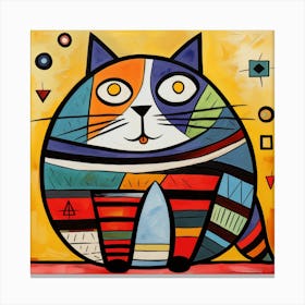 Funny Fat Cat In The Style Of Picasso3 Canvas Print