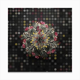 Vintage Bugle Lily Flower Wreath on Dot Bokeh Pattern n.0546 Canvas Print