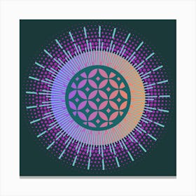 MidMod Boho Abstract Celestial Mandala Geometric in Teal, Lilac, and Aqua Canvas Print